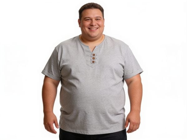 חולצת כותנה לגבר שרוול קצר אפור קלאסי