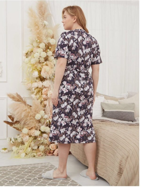 ⁦חלוק בית כותנה למידות גדולות⁩ – תמונה ⁦3⁩