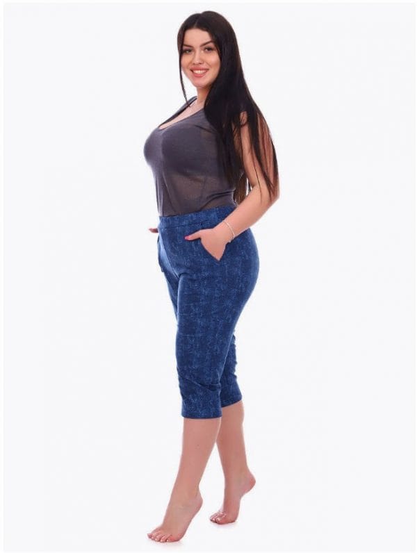 מכנס קיץ כותנה 3/4 בצבע כחול