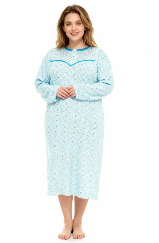 כותנת לילה חורפית חמה | 100% כותנה | במידות גדולות