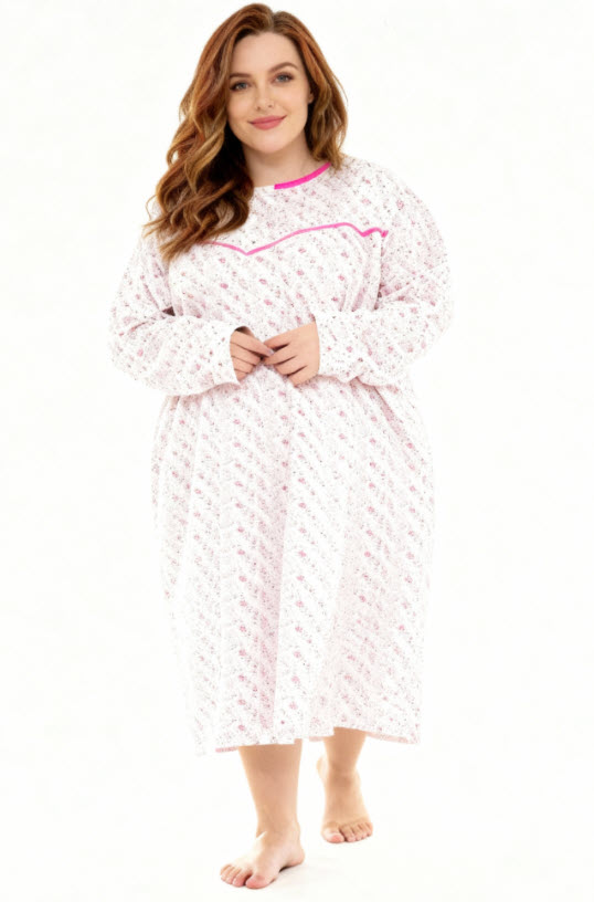 כותנת לילה חורפית חמה | 100% כותנה | במידות גדולות