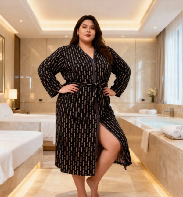 חלוק בית חורפי כותנה  למידות גדולות