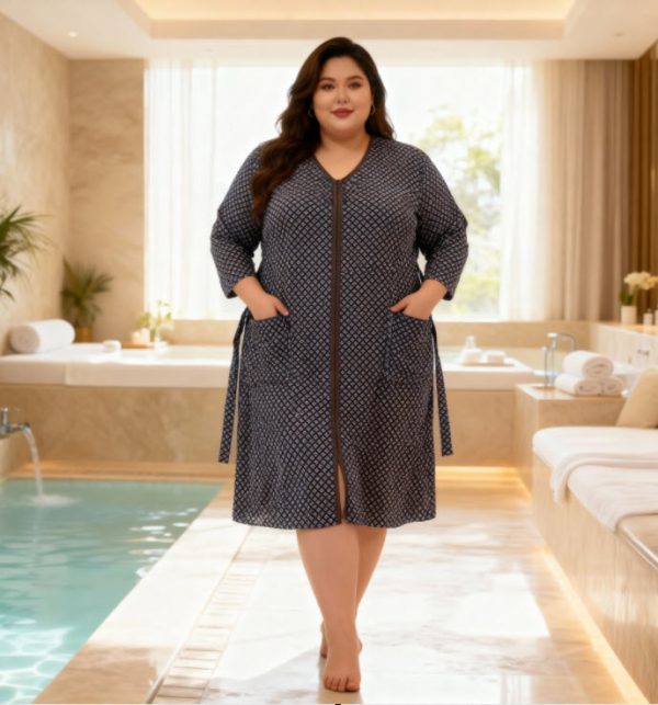 חלוק בית חורפי כותנה  למידות גדולות