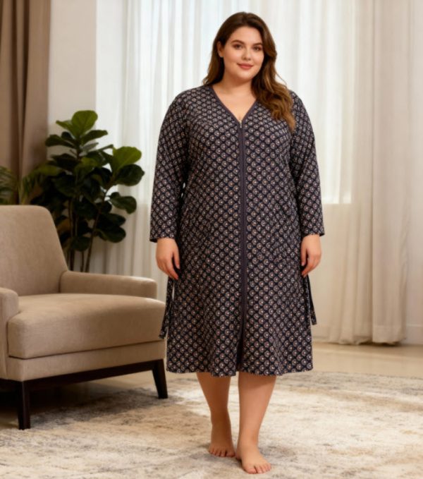 חלוק בית חורפי כותנה  למידות גדולות