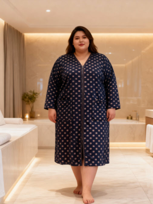 חלוק בית חורפי כותנה  למידות גדולות