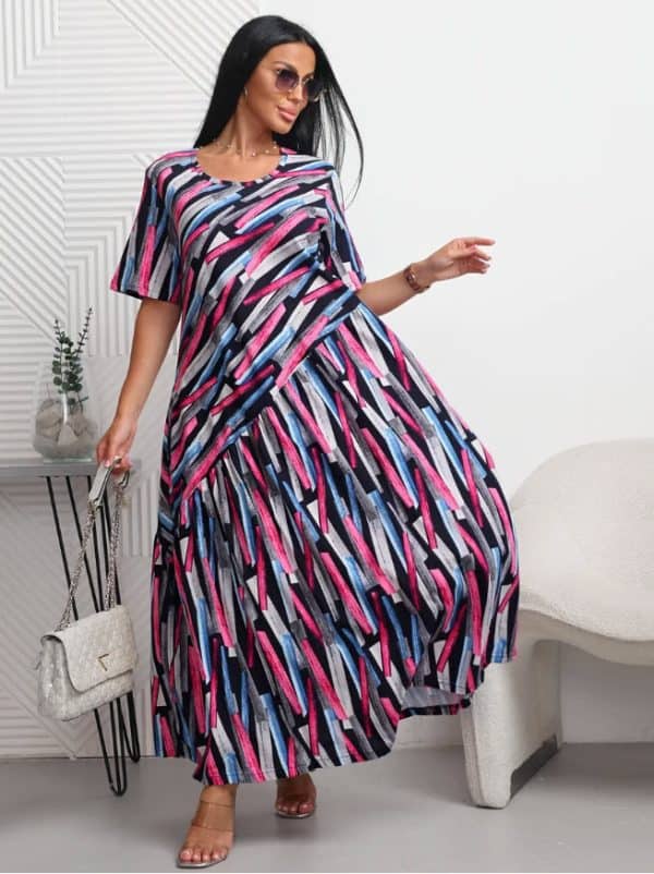 ⁦שמלה כותנה במידות גדולות⁩ – תמונה ⁦4⁩