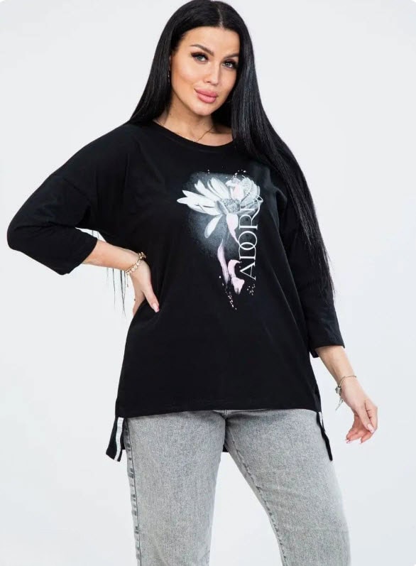 טוניקה שרוול 3/4 במידות גדולות